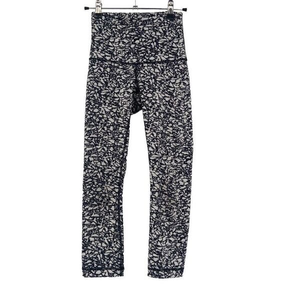 Lululemon Wunder Under Crop Hi-Rise Ice Breaker White Black Leggings Size 2 - Picture 1 of 9